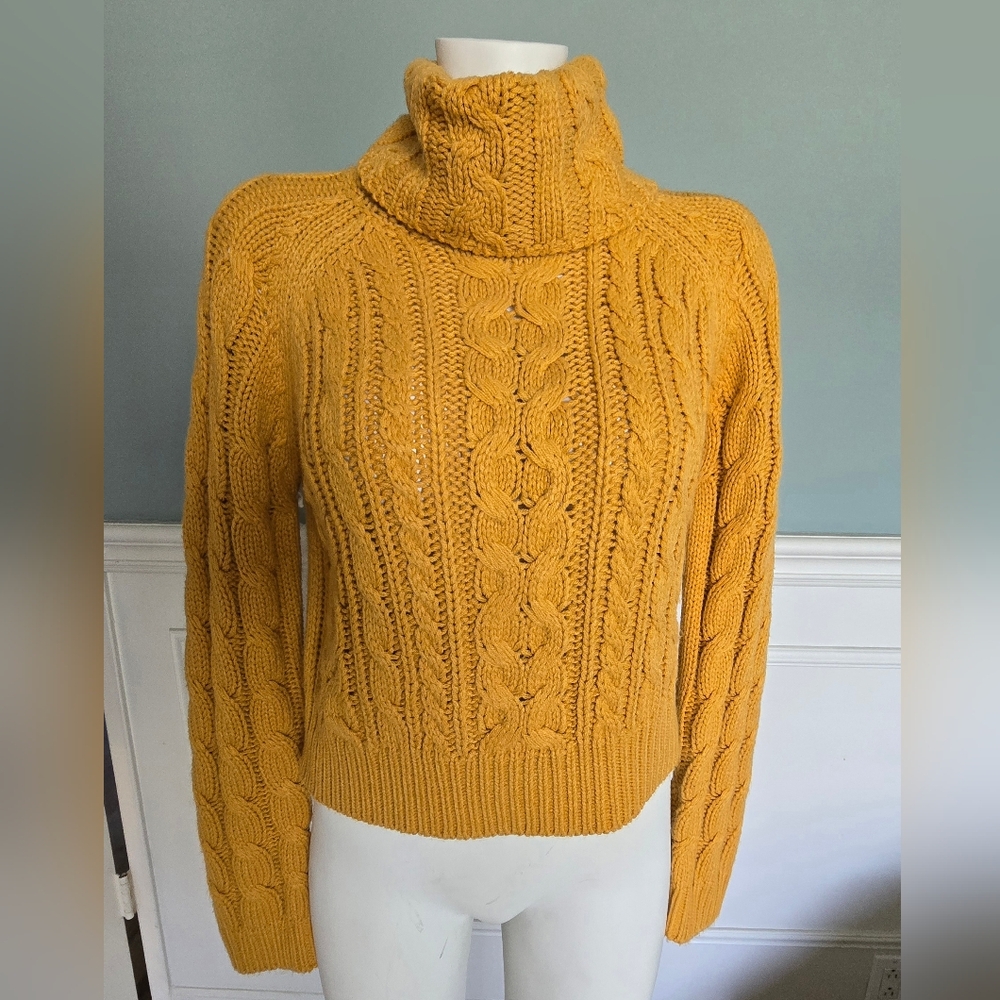 Cotton Candy S/M Yellow Cowl Neck Sweater Chunky Knit